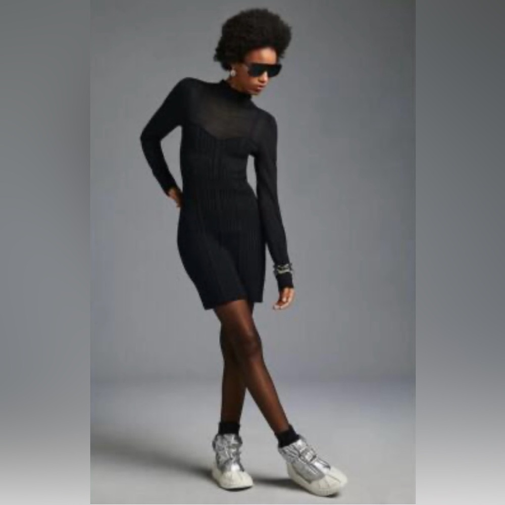 NWT Anthropologie black knit dress. Size Med. Gorgeous! - Picture 2 of 6